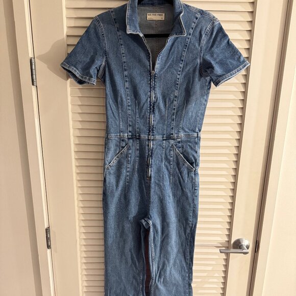 Free People We the Free Women's Flare Jumpsuit Sunburst Blue - Picture 4 of 4